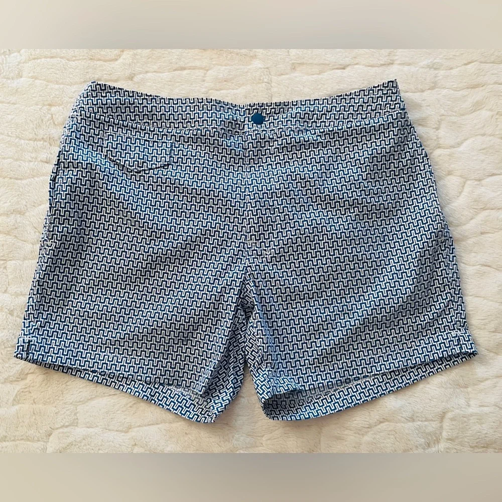 J Crew Swim Shorts Blue and White Geometric print size 32